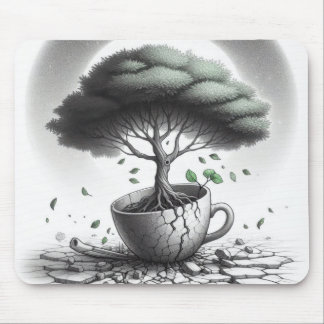 Tapis De Souris Tasse cassée avec arbre.