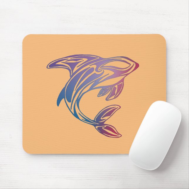Tapis De Souris Tatouage à baleine pourpre Orca (Avec souris)
