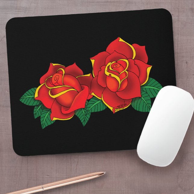 Tapis De Souris Tatouage aux roses rouges (Créateur téléchargé)