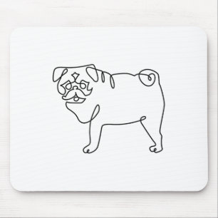 Tapis De Souris Tatouage de Carlin d'une ligne _1