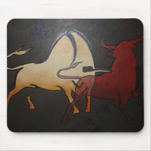Tapis De Souris Taurean Bulls Animal Art Abstrait