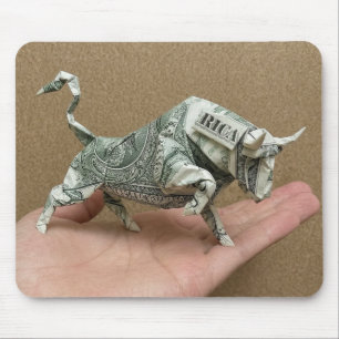 Tapis De Souris Taureau en origami dollar
