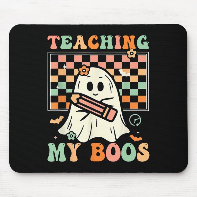 Tapis De Souris Teacher Cute Ghost Enseignant Super Halloween Teac (Devant)