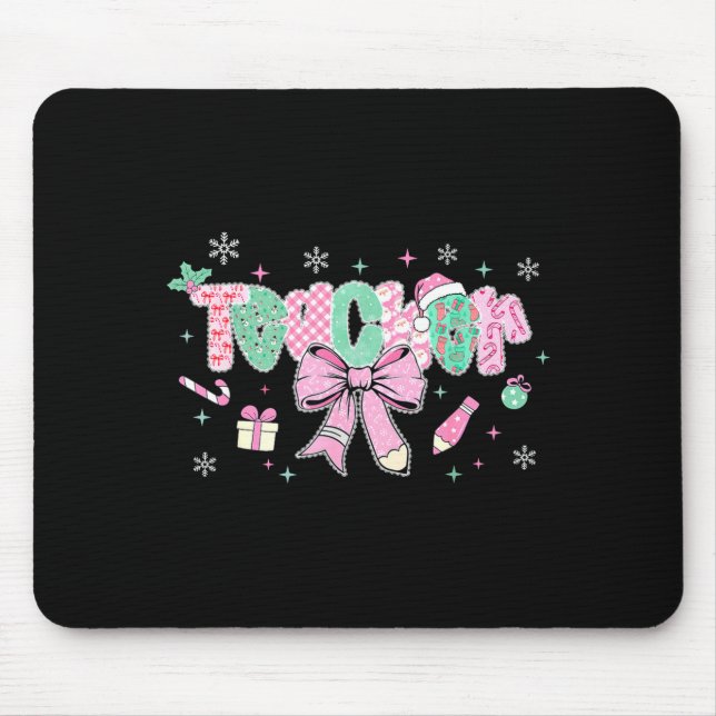 Tapis De Souris Teacher Merry Christmas Coquette Lace Bow Girl Wom (Devant)