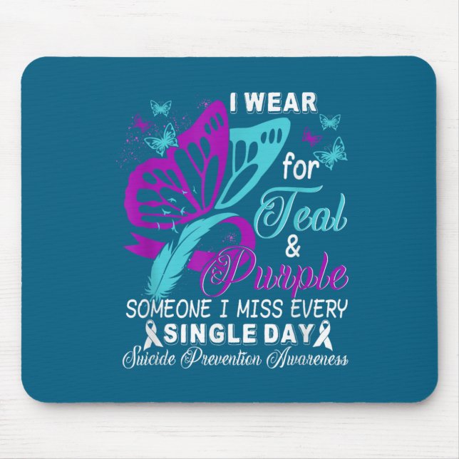 Tapis De Souris Teal And Purple Ribbon Suicide Prevention Awarenes (Devant)