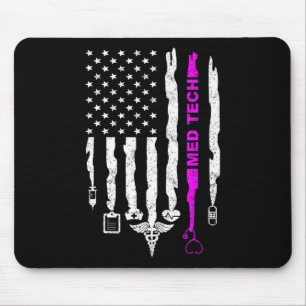 Tapis De Souris Technicien de Médicament Patriotique Drôle Drapeau