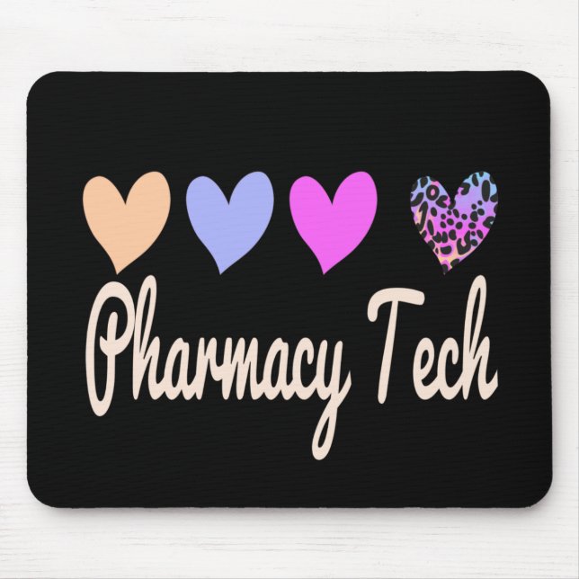 Tapis De Souris Technicien en pharmacie Coeurs cadeaux (Devant)