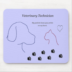 Tapis De Souris Technicien vétérinaire - empreintes de pattes su