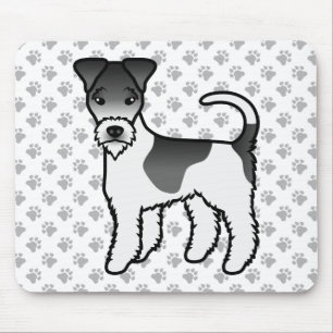 Tapis De Souris Teckel à poil dur noir et blanc Chien de dessin an