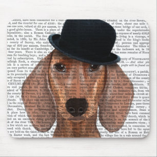 Tapis De Souris Teckel avec le casquette de lanceur noir