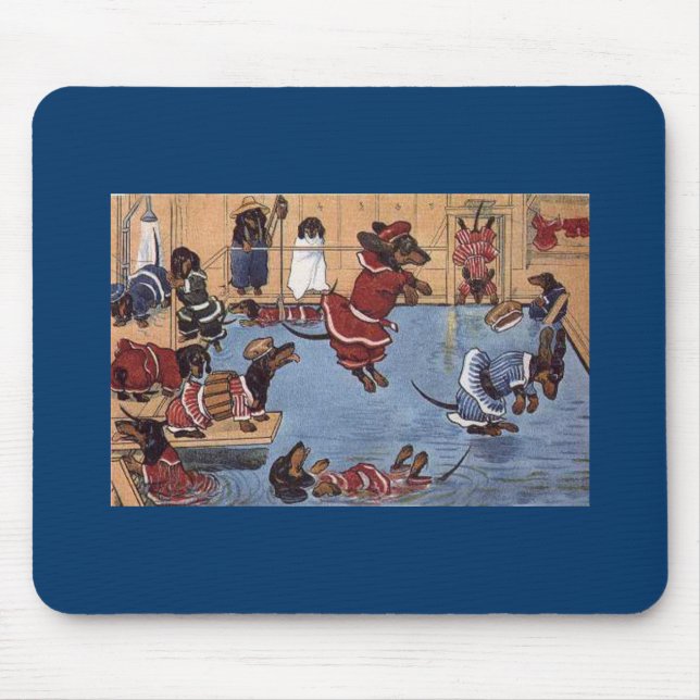 Tapis De Souris Teckel dans le cru Mousepad de piscine (Devant)