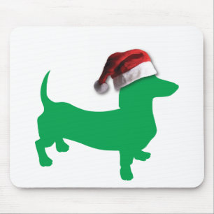 Tapis De Souris Teckel vert clair avec un casquette du père noël