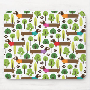 Tapis De Souris Teckels sur une promenade en parc