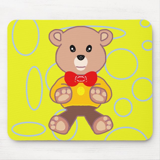 Tapis De Souris Teddy Bear Yellow Cercles géométriques Boucles Mou (Devant)