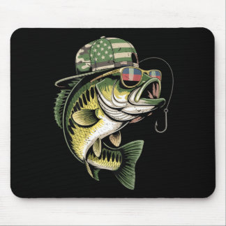Tapis De Souris Teens boy camo bass fishing american flag fishing