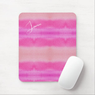 Tapis De Souris Teintes pastel de monogramme aquarelle rose