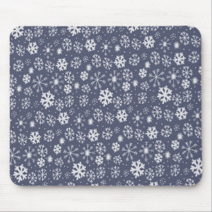 Tapis De Souris Tempête de flocons de neige en bleu de minuit