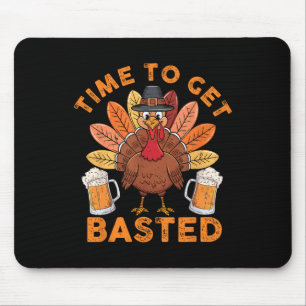 Tapis De Souris Temps To Get Basted Funny Beer Thanksgiving Turkey