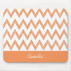 Tapis De Souris Tendance Crayon Orange Chevron Zigzags Avec Nom