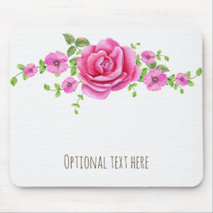 Tapis De Souris Tendance Florale Rose Élégant Shabby Chic