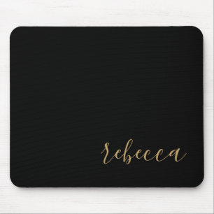 Tapis De Souris Tendance moderne Noir & Or Simple Nom Pad Souris
