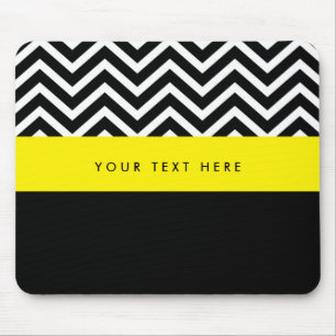 Tapis de souris tendance noir et jaune chevron mod