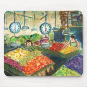 Tapis De Souris Tending the Produce Mousepad (Pike Place Seattle)
