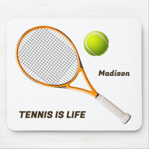 Tapis De Souris Tennis de nom et de texte personnalisés
