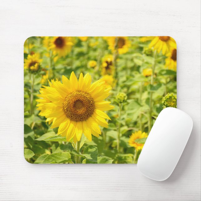 Tapis De Souris Terrain de tournesol jaune (Avec souris)