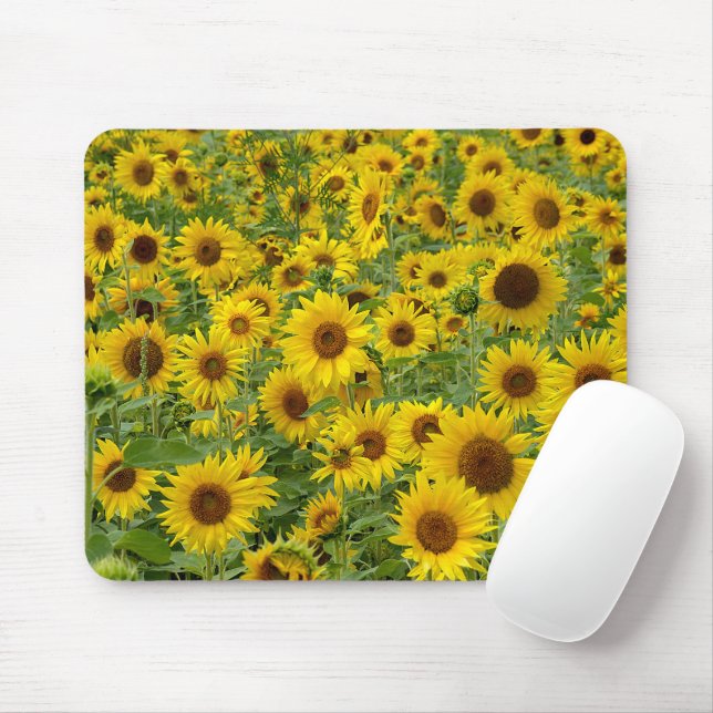 Tapis De Souris Terrain de tournesol jaune (Avec souris)