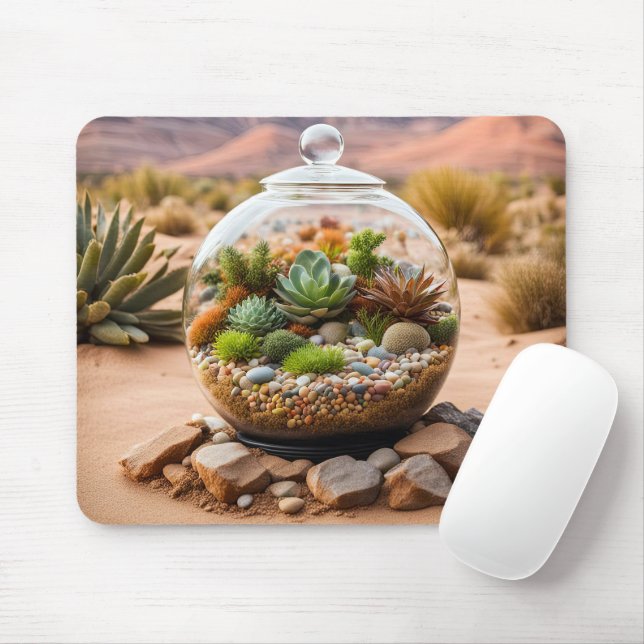 Tapis De Souris Terrarium Et Cactus Du Désert (Avec souris)
