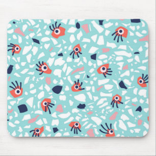 Tapis De Souris Terrazzo Funny Motif géométrique avec les yeux