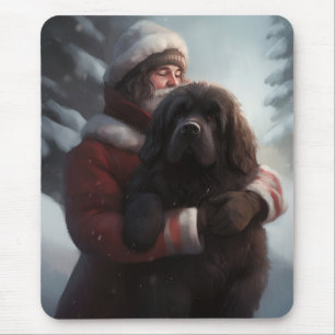 Tapis De Souris Terre-Neuve avec le Père Noël Festif Noël 