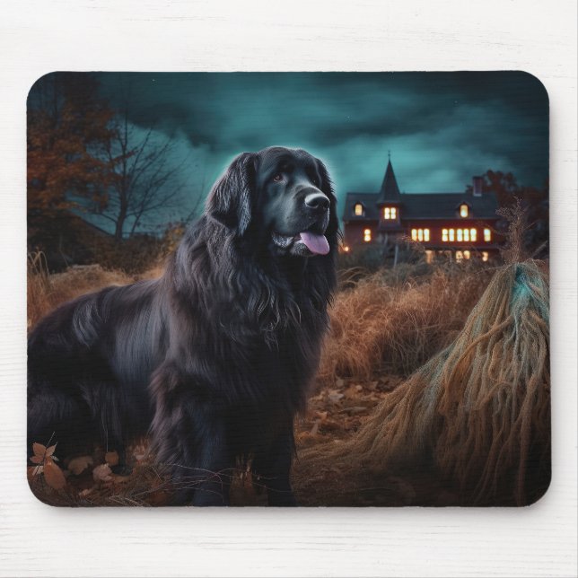 Tapis De Souris Terre-Neuve Halloween Épouvantable (Devant)