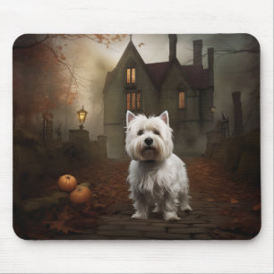 Tapis De Souris Terrier blanc de l'ouest de l'Écosse Halloween Épo