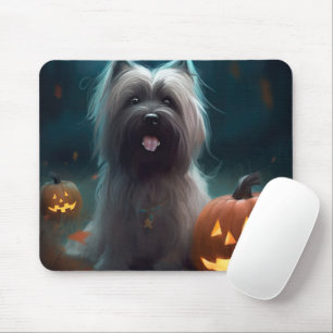Tapis De Souris Terrier Skye d'Halloween avec citrouilles effrayan