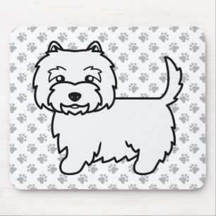 Tapis De Souris Térrier West Highland blanc Chien de dessin animé