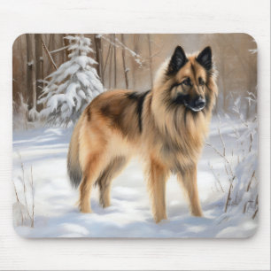 Tapis De Souris Tervuren Belge Qu'il neige Noël 