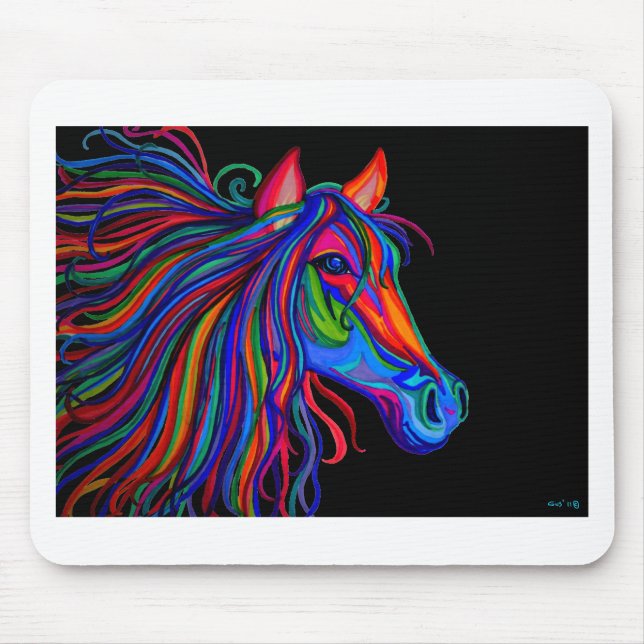 Tapis De Souris tête de cheval d'arc-en-ciel (Devant)