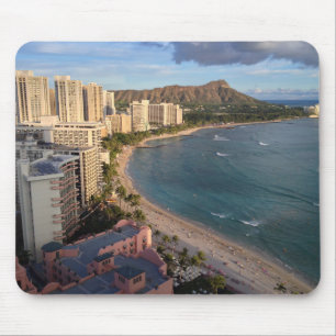 Tapis De Souris Tête de diamant, plage de Waikiki, Hawaï
