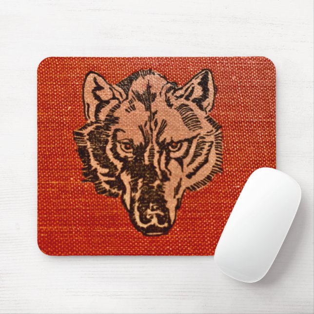 Tapis De Souris Tête de loup sur le rouge (Avec souris)