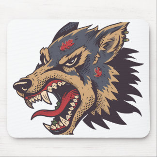 Tapis De Souris Tête de Loup Tribal Féroce