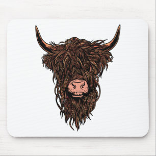 Tapis De Souris Tête de vache Highland drôle