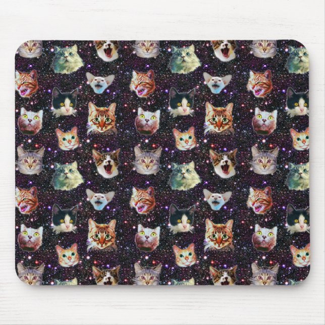 Tapis De Souris Têtes de chat dans l'espace extra-atmosphérique Fu (Devant)