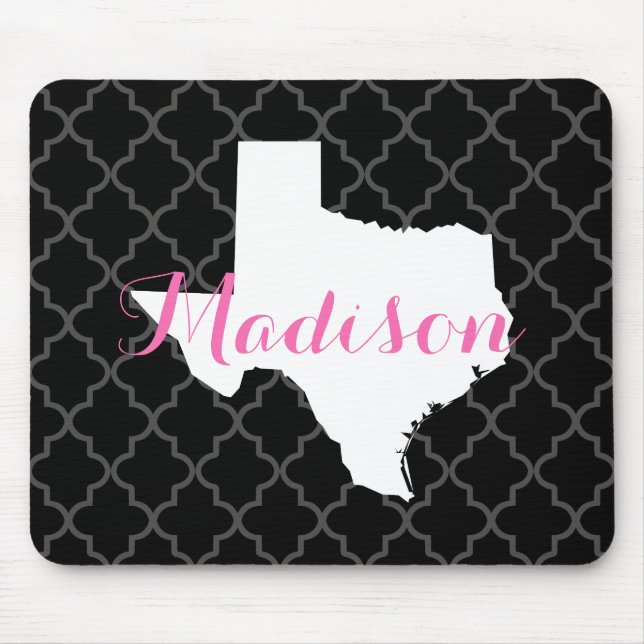 Tapis De Souris Texas Home State Quatrefoil Custom Monogramme (Devant)