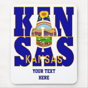 Tapis De Souris Texte du drapeau de l'État du Kansas