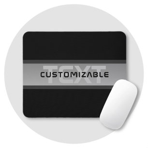 Tapis De Souris Texte en calques personnalisable moderne Noir et