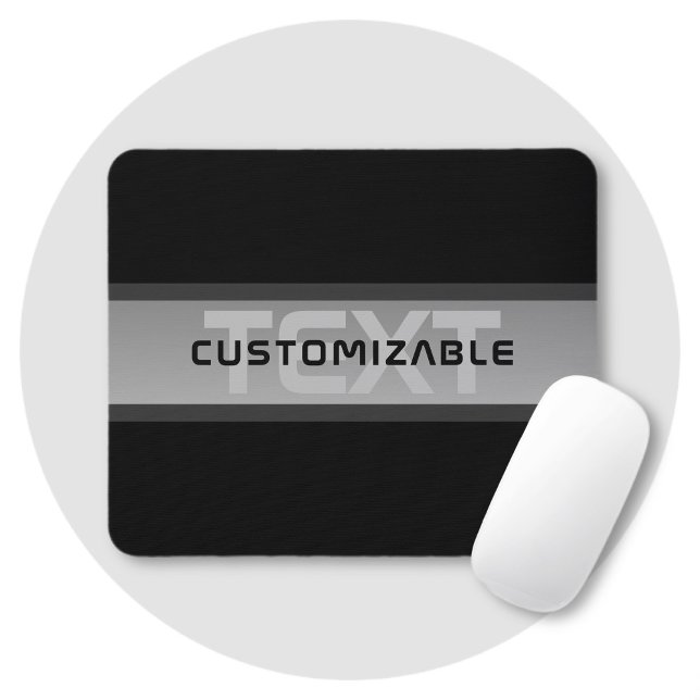 Tapis De Souris Texte en calques personnalisable moderne | Noir et (Créateur téléchargé)