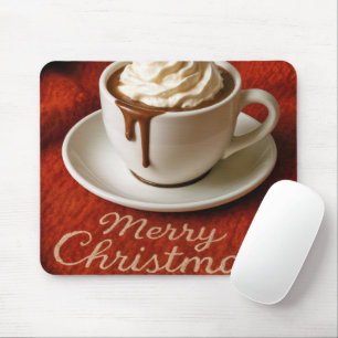 Tapis De Souris Texte Joyeux Noël avec boisson chocolat chaud