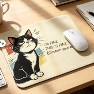 Tapis De Souris Texte personnalisé I'm Fine This Is Fine Chat Sarc